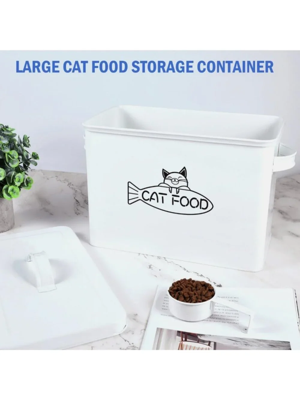 Large Airtight Pet Food Storage Container with Lid & Scoop - Farmhouse Style